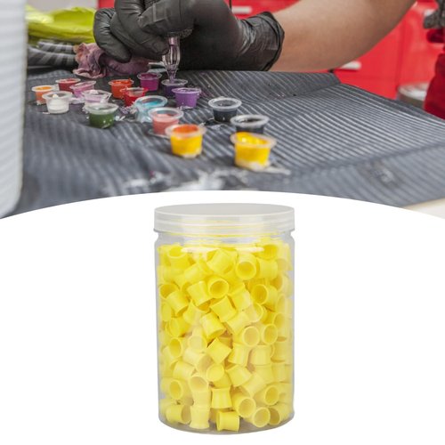 300pcs Ink Cups, Eyebrow Lip Color Cup Silicone Multipurpose Disposable Pigment Cups Ink Paint Cup for Ink Supplies(Yellow)