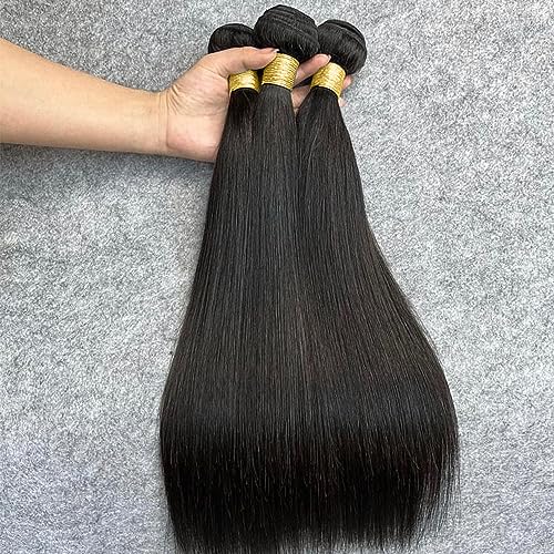 Straight Human Hair Bundles One-Directional Cuticles 14 16 18 Inch 3 Bundles Human Hair Weave 12A Unprocessed Brazilian Virgin Human Hair Extensions¡¦