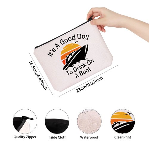 Boating Lover Gift Cruise Trip Gift It's A Good Day To Drink On A Boat Zipper Pouch Makeup Bag (Good Day Boat)