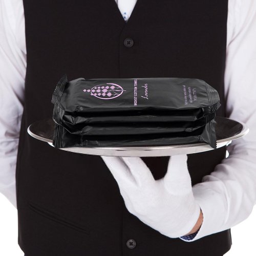 Moist Cotton Towel Bulk Moist Towelettes Individually Wrapped,White Towel Services,Refreshment Pre Moistened Towels for Dentist Travel Sport Party Hotel （Lavender,100)
