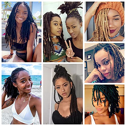 Dreadlocks Extensions 100% Remy Human Hair 12 Inch 40 Strands 0.6 cm Width Permanent Full Handmade Locs Natutal Black Color Can be Dyed and Bleached (12 Inch, 40 Strands)