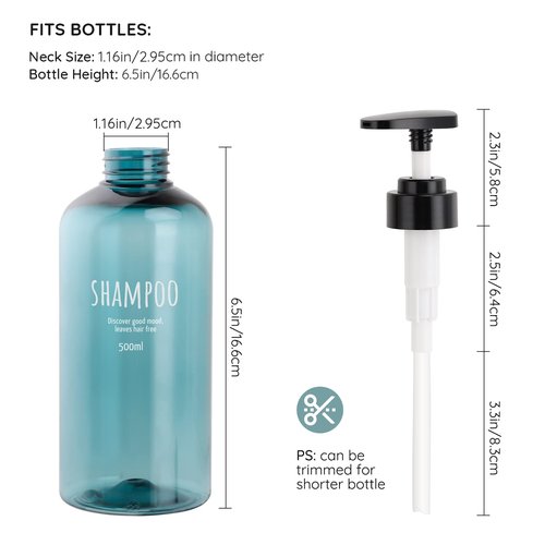 Shampoo Bottles with 2 Extra Pumps, Segbeauty 3pcs 16.9oz Bathroom Shampoo and Conditioner Dispenser with Funnel, 500ml Empty Plastic Refillable Shampoo Bottles for Shower, Large Pump Bottles Blue