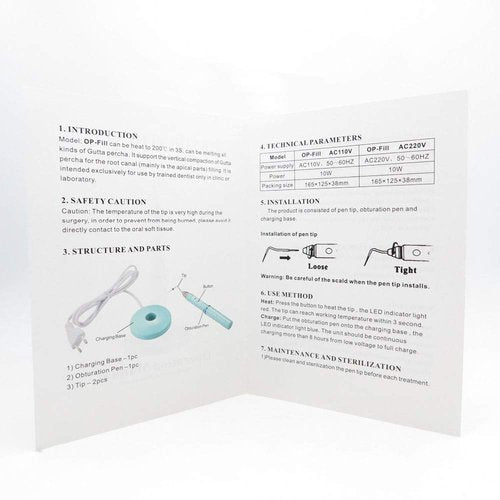 Obturation System Gutta Percha Endodontic Heated Pen Dissolved Breaker Whitening with 2 Tips