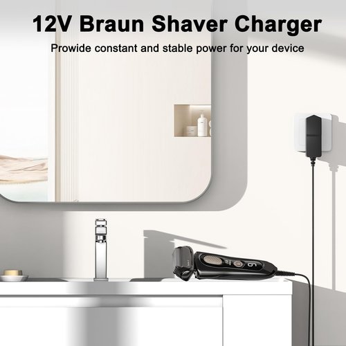 12V Charger Fit for Braun Shaver Series 1 3 5 7 9, 5FT Charging Cord for Braun 310s 340s 740s 3040s 7020s 9330s 760cc 790cc 5190cc 7085cc 7865cc 9090cc 9095cc 9290cc 9385cc 9577cc Electric Trimmer