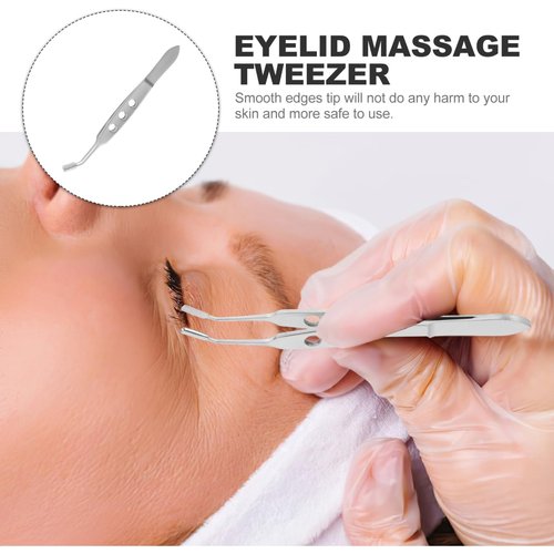 Beaupretty Stainless Steel Meibomian Gland Expressor Tweezers Eyelid Massage Tool for Relieving Blocked Oil Glands and Eye Comfort