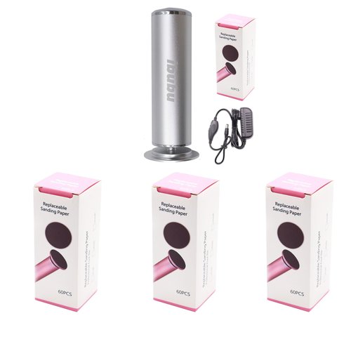 ibubu Electric Feet Callus Remover Silver & 3 Items Replaceable Sandpaper(80/100/180 Grit)