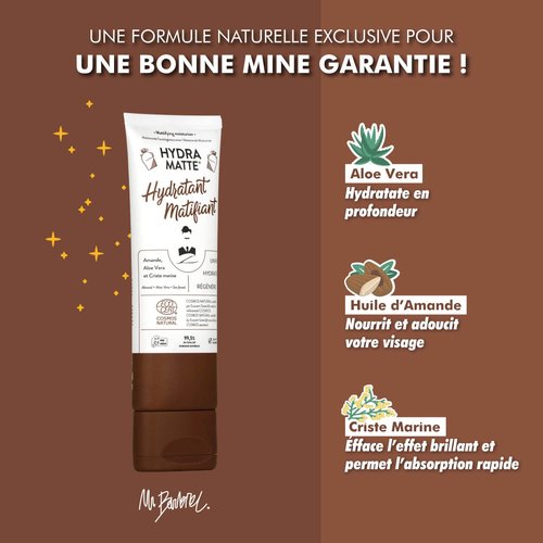 Monsieur BARBIER Crème de Soin Visage Hydratante/Matifiante Pour Homme Hydra Matte 75 ML