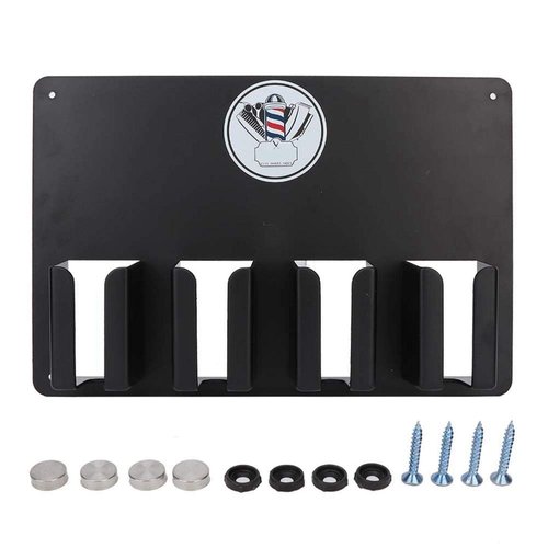 ZJchao Hair Clipper Holder, Multi-Functional 4 Holes Wall Mount Hairdressing Tool Storage, Wall-Mounted Hair Cutter Brush Holder Stand