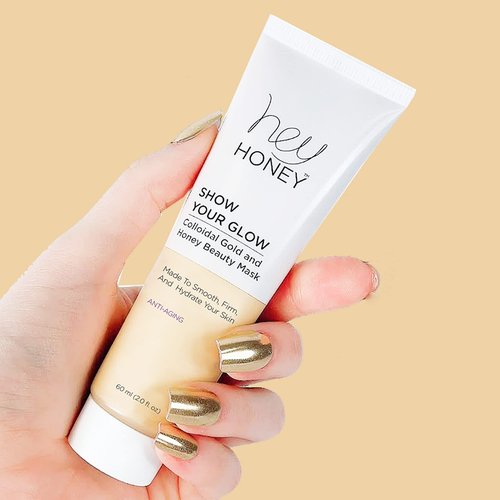 Hey Honey Skin Care Show Your Glow Colloidal Gold Honey Beauty Face Mask | Anti-Aging Hydrating Treatment Reduces Wrinkles Fine Lines | Moisturizing for Dry Skin Hands Elbows | 2.0 oz