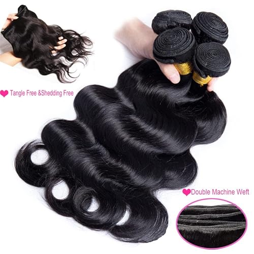 16A Human Hair Bundles 14 16 18 20 Inch Body Wave 400g Unprocessed Brazilian Virgin Hair 4 Bundles Deals Human Hair Extensions Quick Weave Human Hair Natural Black Color