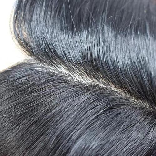 Toupee for Men Full Poly Hair Replacement System European Human Hair Mens Toupee 0.1mm Durable Skin PU Injection Men Hairpiece Mens Hair Units Implants 8X10"-120% Density-#1B Natural Black