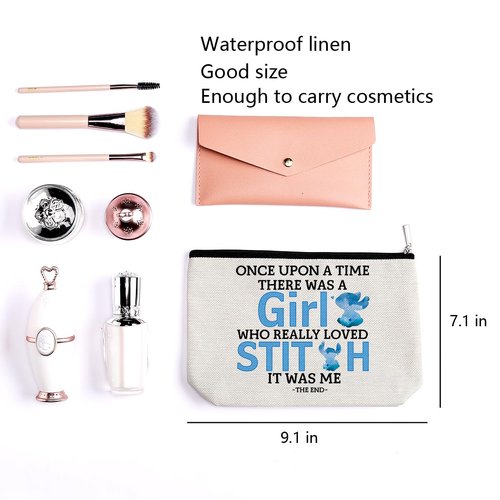 LONGXIN Cartoon Lover Gift Cute Cartoon Themed Cosmetic Make up Bag Travel Makeup Zipper Pouch Bag Birthday Gifts for Women Girls Friends