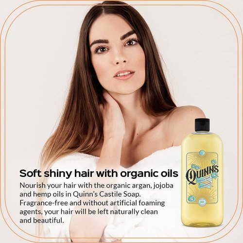 Quinn's Pure Castile Organic Unscented Liquid Soap 32 oz Alcohol Free Rose Witch Hazel with Aloe Vera 16oz