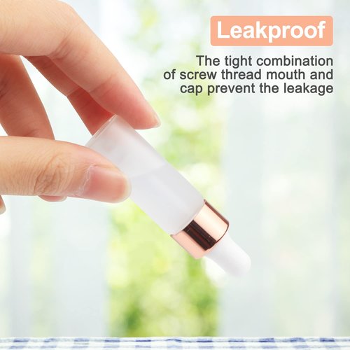 30 Pack Frosted Glass Dropper Bottles, Essential Oil Travel Vials - Cosmetic Sample Containers With Glass Eye Dropper & Rose Gold Lids (5ml)