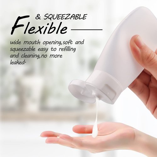 10 Pack 60ml/2oz Plastic Squeeze Tubes Travel Bottles Refillable Translucent Frosted Soft Cosmetic Container with Flip Cover for Facial Cleanser Shampoo Conditioner Lotion Toiletries