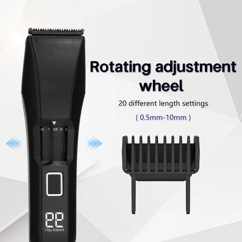 Beatslm Men's Beard Trimmer, 20 Length Adjustable, IPX7 Waterproof Cordless Hair Clipper, Stainless Steel T-Blade for Precision Facial Hair Trimming for Men, LED Display(Black)