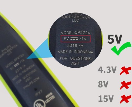Qjin 5V USB Charger for Philips Norelco Shaver QP2724, QP2834, QP4530, QP6552, S7887, S5880 & MG9520, MG7910, MG5910 Trimmer