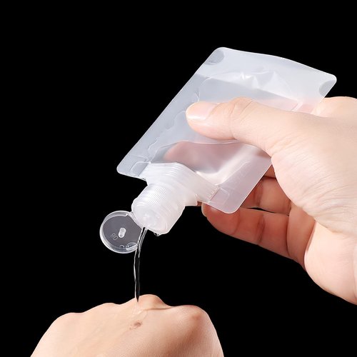 RONRONS 15 Pieces Refillable Squeeze Pouch Bags for Toiletries, 100ml/3.4oz Plastic Flask TSA Approved Travel Size Containers, Leak Proof Empty Squeezable Lotion Tubes Bags Shampoo Bottles