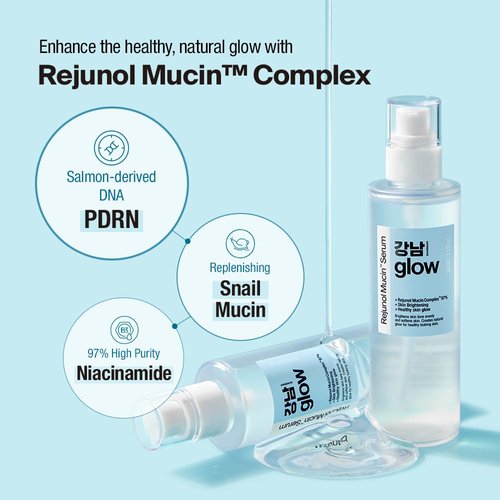 GANGNAM GLOW Rejunol Mucin PDRN Serum 3.3floz - 97% Snail Mucin I Panthenol I Niacinamide I Korean Skin Care I Face Exfoliator I Face Moisturizer | Salmon DNA