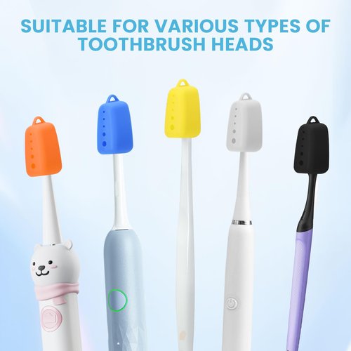 Lapfoon 8 Pack Silicone Toothbrush Covers, Tooth Brush Cover Cap for Electric & Manual Toothbrushes, Toothbrush Travel Essentials