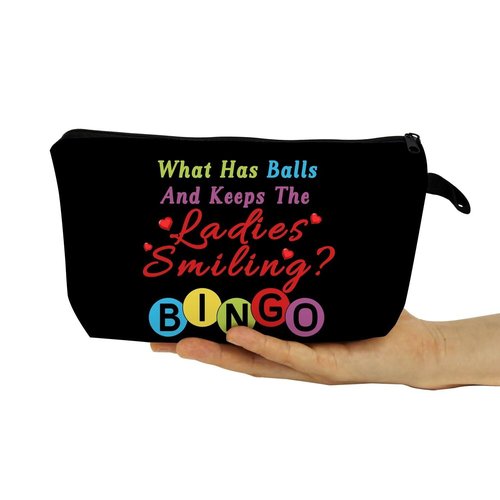 YULUENZE Colorful Bingo Makeup Bag Funny Bingo Slogan Print Toiletry Organizer Pouch with Zipper Colorful Bingo Small Cosmetic Bag Present for Bingo Lovers Women Friends