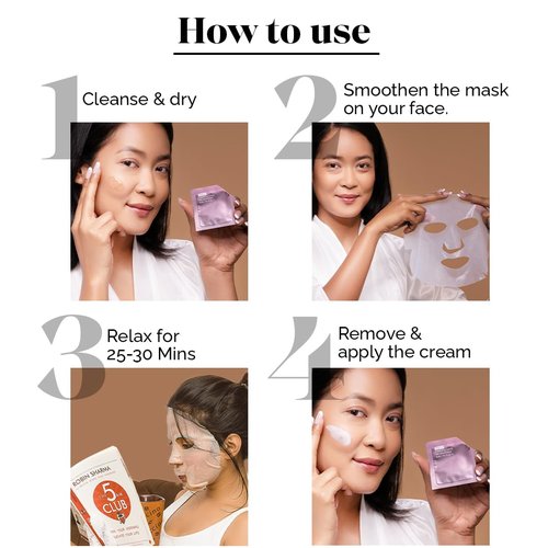 LuxaDerme Purify & Protect 3 Step Tune-Up Kit - Cleansing Scrub, Bio Cellulose Sheet Mask, Booster Cream (Pack of 5)