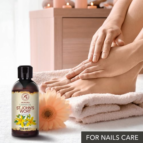AROMATIKA St Johns Wort Oil 8.5 Fl Oz (250ml) - Hypericum Perforatum - 100% Pure & Natural - St. John's Wort Oil for Intensive Care Face - Body - Skin - Hair - Massage - Great w/Essential Oil