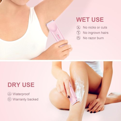 Bikini Trimmer for Women,2025 New Bikini Shaver,Electric Razor & Shaver with Dual Ceramic Blades,Painless Hair Removal,Rechargeable Razor Body Hair Trimmer for Wet & Dry Use
