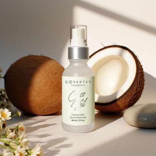 Govertex Coco Veil Hair & Body Perfume Mist - Coconut Cream, Vanilla, Peach & Jasmine Perfume | 60ml | Signature Women Fragrance - Long Lasting Hair and Body Mist