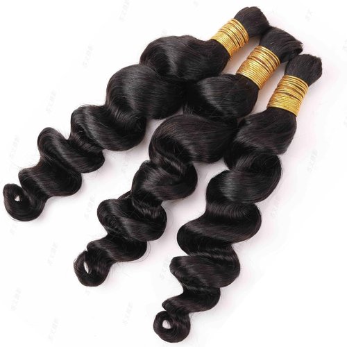 Human Braiding Hair for Boho Braids Loose Deep Wave Bulk Human Hair Knotless 100% Unprocessed Brazilian Virgin Hair Extensions for Braiding Curly Water Wave 1 Bundle No Weft 100g 18inch Natural Black