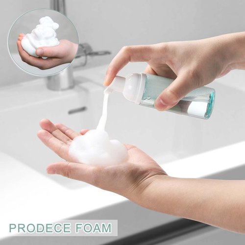 Chemailon 5 Pack Foam Pump Bottle Set,2oz/60ml Mousse Foam Soap Dispenser,Travel Foaming Pump Bottle & Silicone Face Scrubber for Face Wash, Makeup Remover and Lotion