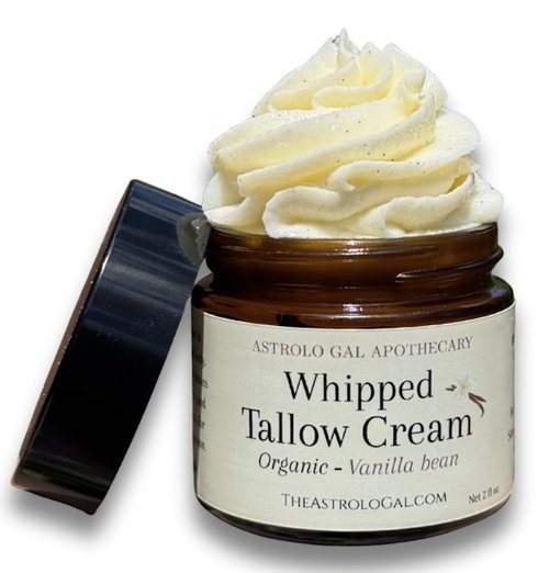 Astrolo Gal Apothecary Organic Vanilla Whipped Tallow Cream – 100% Grass-Fed | Natural Moisturizer for Dry Skin, Sensitive Skin, Face & Body – 2 oz