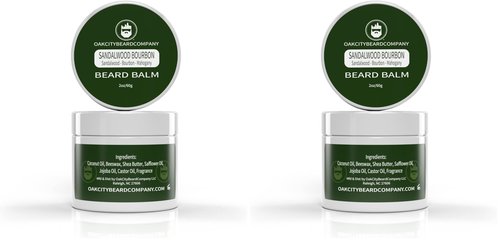 Oak City Beard Company - Sandalwood Bourbon - 2 Ounce - Beard Balm - Sandalwood - Bourbon - Mahogany - Beard Conditioner (Pack of 2)