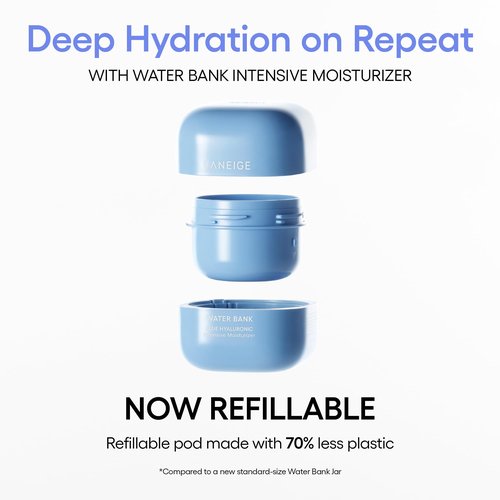 LANEIGE Water Bank Blue Hyaluronic Intensive Moisturizer Refill: Hydrating Face Cream for Very Dry Skin with Squalane & Peptide for Skin Barrier Support, Dermatologist-Tested