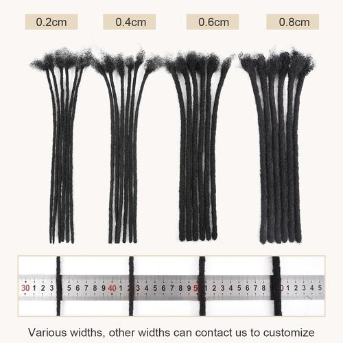 DAIXI 0.4cm and 0.6 0.8cm Thickness Options 18 Inch 10 Strands 100% Real Permanent Loc Extensions Human Hair Full Handmade Human Hair Dreadlock Extensions for Man/Women/Kids
