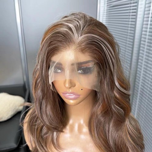 hallokiki Futura Hair 13x6 HD Synthetic Lace Front Wig,Japanese Fiber 16 Inch Mixed Brown Lace Front BOb Wig, Pre-Plucked Hairline Long Straight Curly Glueless Wigs, Layered Wigs for Women Daily Use