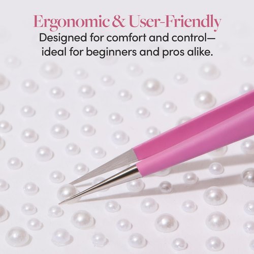 Glamnetic Nail Decal Tweezers | Dual-Ended Nail Art Tool, Precision Tip & Silicone | Easy, Mess-Free Applicator Manicures & Press-On Nails
