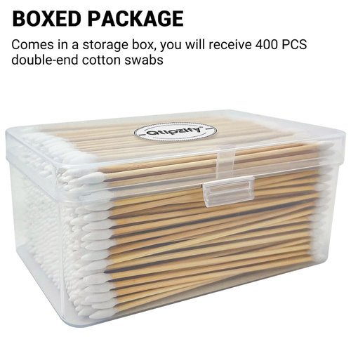 6" Gun Cleaning Swabs Double Ended, Pointed Tipped on Bamboo Sticks - Highly Absorbent, Lint Free Gun Cleaning Supplies Swabs, 400PCS in Storage Box