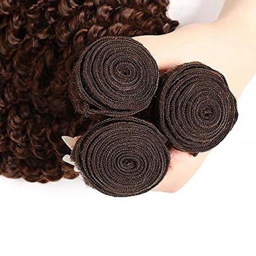 Wahairse Human Hair Bundles 12 14 16 Inch Jerry Curly 4# Color Human Hair Unprocessed Brazilian Virgin 3 Bundles Quick Weave Human Hair Extensions(4# Jerry Curly,12 14 16)