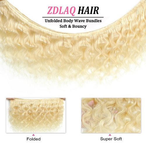 613 Bundles Blonde Bundles Human Hair 16 Inch 613 Body Wave bundles 100% Unprocessed 12A Grade Brazilian Virgin Hair Bundles 1 Bundle Human Hair 613 Blonde Bundle Hair Extensions for Women