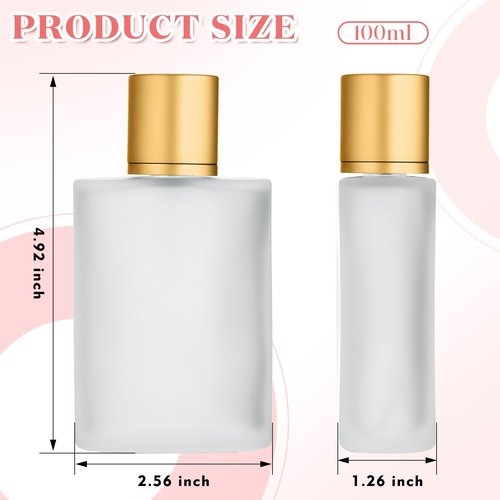 Tessco for you 12 Pcs 100ml / 3.4 Ounces Frosted Glass Bottle Perfume Atomizer Refillable Spray Empty Perfume Dispenser Fine Mist Atomizer Cosmetic Container for Travel Men Women(Gold)