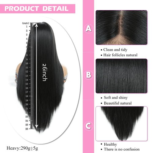 goodear 13x6 Straight Lace Front Wig Pre Plucked Lace Front Wigs with Baby Hair Glueless Lace Wigs for Women 26 Inch Full, soft, lifelike, breathable Daily Party (613# White Blonde, Long 26inch)