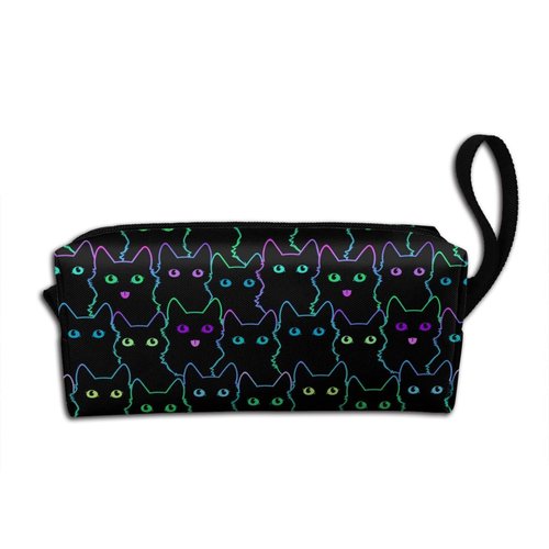 Cute Cat Silhouettes Makeup Bag For Women, Portable Cosmetic Bag Zipper Pouch Travel Toiletry Organizer Bag