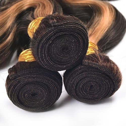 P1B30 Highlight Bundles Human Hair Ombre Brown 3 Bundles 16 18 20 inch Ombre Body Wave Bundle 8A Brazilian Virgin Hair Extensions