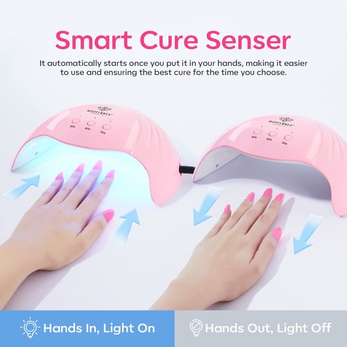 Modelones 15ML Sheer Pink Gel Nail Polish and 48W Gel Nail Lamp with UV Gloves