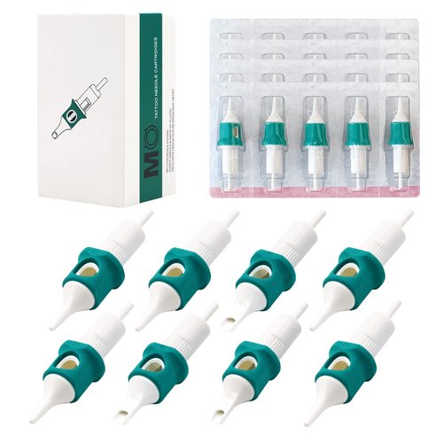 MO MOLONG Tattoo Cartridge Needles 40Pcs Disposable Standard Tattoo Needles Kit Mixed Size Tattoo Cartridges with Membrane and Finger Ledge 1003RL 1205RL 1207RL 1209RL 1207RS 1209RM 1215RM 1211M1