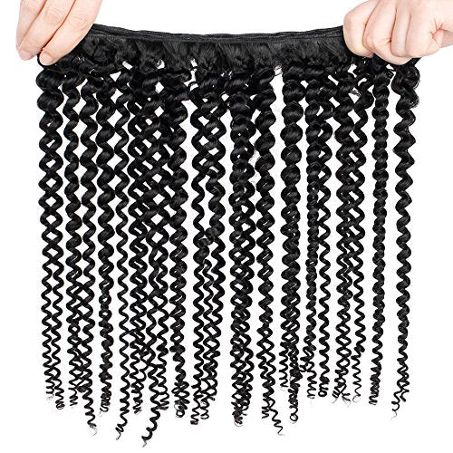 Yvonne Kinky Curly Human Hair Weave 3 Bundles Brazilian Virgin Hair Extension with Natural Color (16 16 16)
