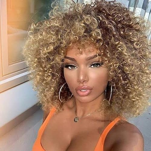 20 22 24 inch 1B27 Honey Blonde Kinky Curly Human Hair Bundles Ombre Blonde Curly Wave Bundles Human Hair Unprocessed Brazilian Virgin Weave Hair Bundles Kinky Curly Bundles Human Hair