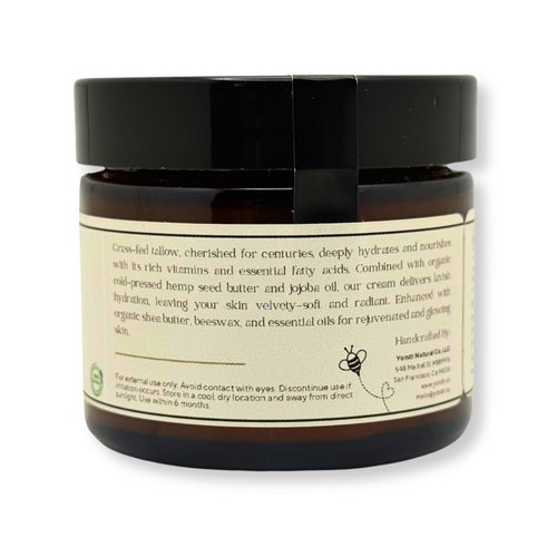 Yondr Natural Tallow & Hemp Body Butter – Whipped Grass‑Fed Tallow + Hemp Seed Butter – Calming Chamomile/Sandalwood/Lavender – Deep Hydration for Dry & Sensitive Skin (2 oz)