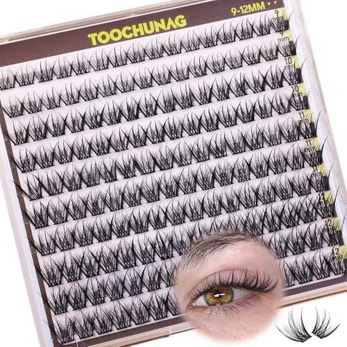 Fairy Lash Clusters 9-12mm Wispy Eyelash Clusters 160pcs Natural Cluster Eyelash Extensions CC Curve Individual Lashes Natural Look Short Thin Band Eyelashes Clusters by TOOCHUNAG